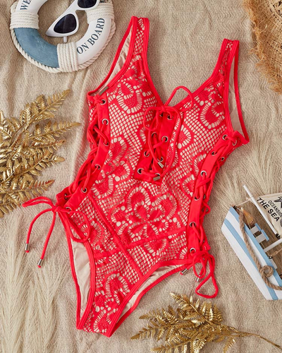 One Piece Red Women's Lace Swimsuit - Underwear