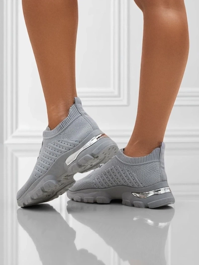 Женские кроссовки Atenea Light серые тканевые на плоской подошве 4,5 см