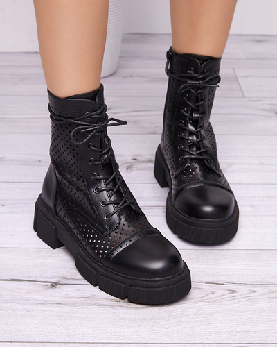 Naiste mustad ažuursed poolsaapad lamedate kontsadega Rolika - Jalatsid