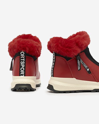 Red women's insulated boots with fur Scherr- Footwear