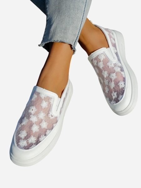 Royalfashion Naiste võrkmaterjalist mokassiinid lilledega Emzos