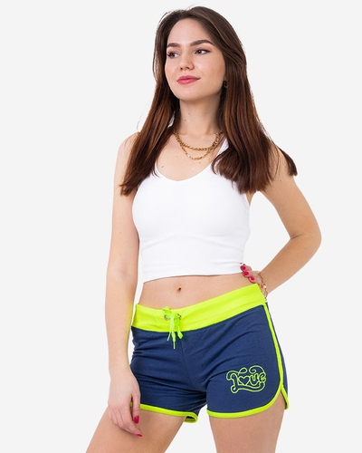 Yellow - blue shorts with LOVE badge - Clothing
