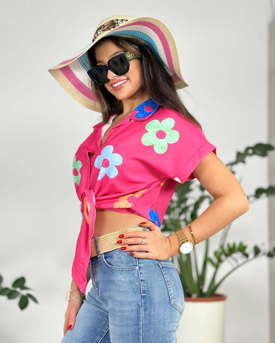 Royalfashion Женская короткая рубашка с цветочным рисунком