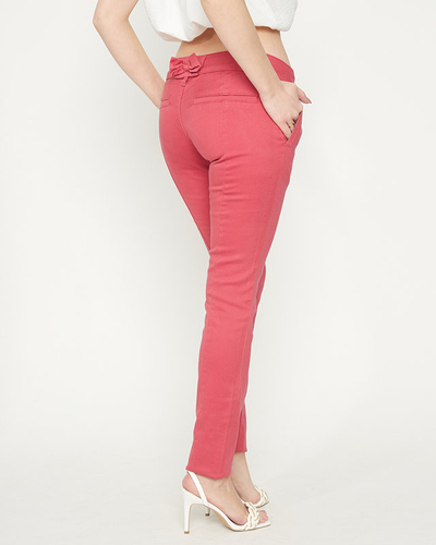 Women's Fuchsia Low Waist Cloth Trousers - Clothing