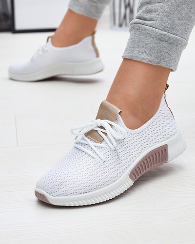 Белые женские спортивные туфли с коричневыми вставками Kedeti - Обувь