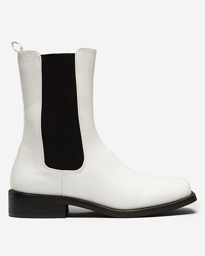 Botki Damskie Astra Białe Skórzane Eleganckie na Jesień