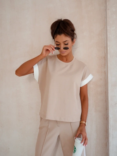 Royalfashion Women's Cotton Set with Short Sleeves and Flared Pants