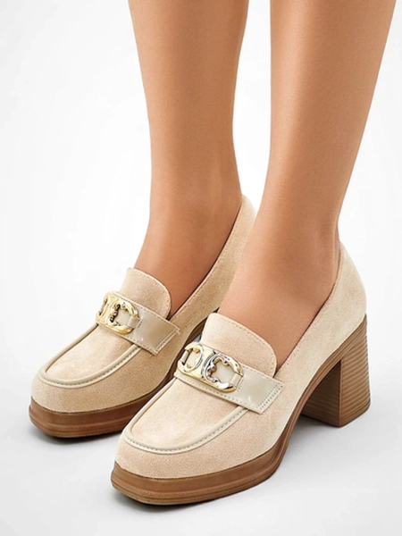 Royalfashion Women's moccasins on a block heel Qeroy