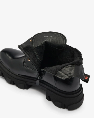 Royalfashion Black eco-leather women's insulated Selori trapper boots