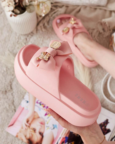Royalfashion Women's rubber flip-flops with decorative bow Apis