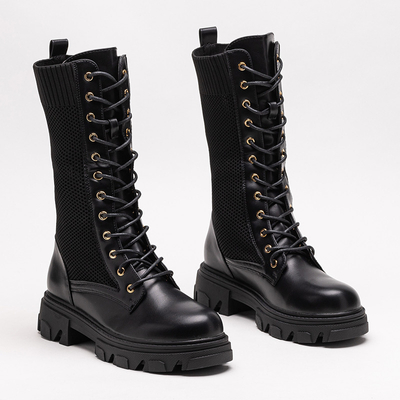 Ažuursed mustad naiste nöörsaapad Buhomi - Jalatsid