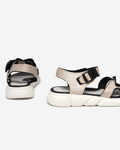 Shiny children's sandals in beige Leepe - Footwear