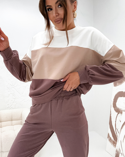 Royalfashion Хлопковый Женский спортивный костюм в полоску ChillFlex