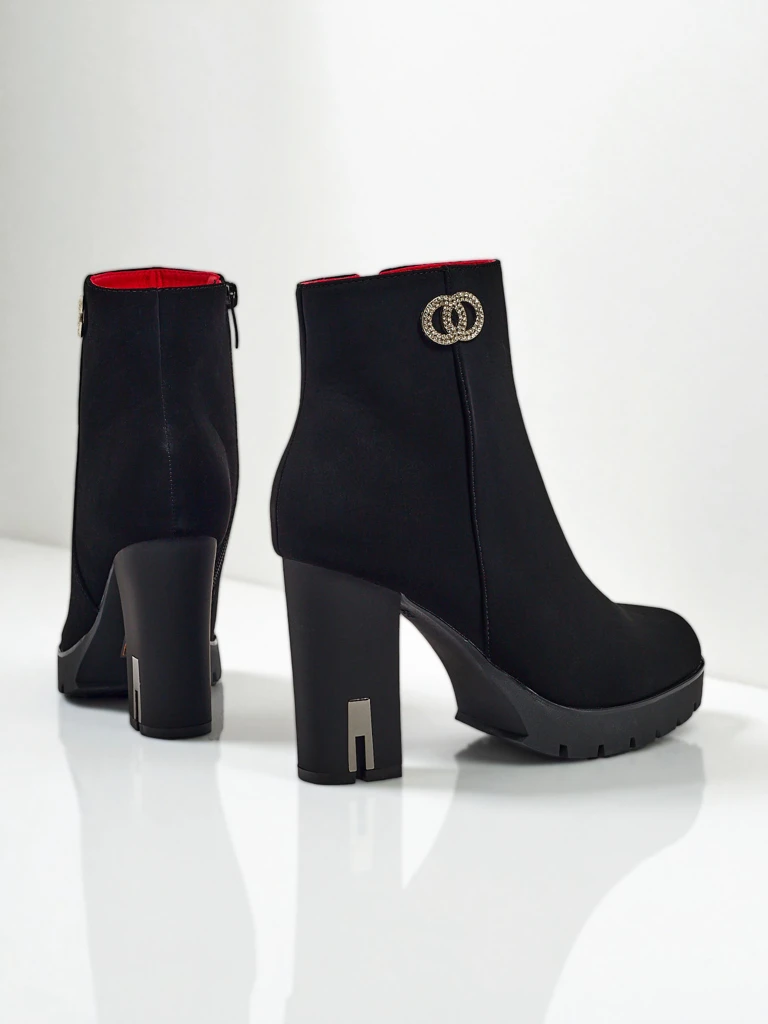 Women's ankle boots made of matte eco-leather on a block heel Olivane