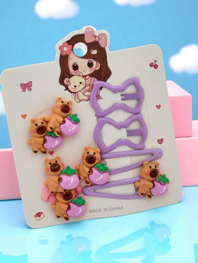 Набор заколок для волос с мотивами мишки и бантика