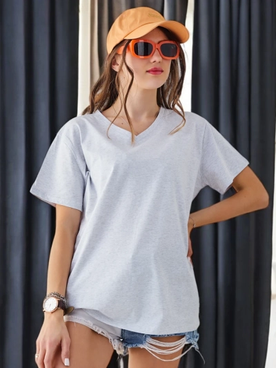 Royalfashion Women's Cotton Casual T-shirt with V-neck