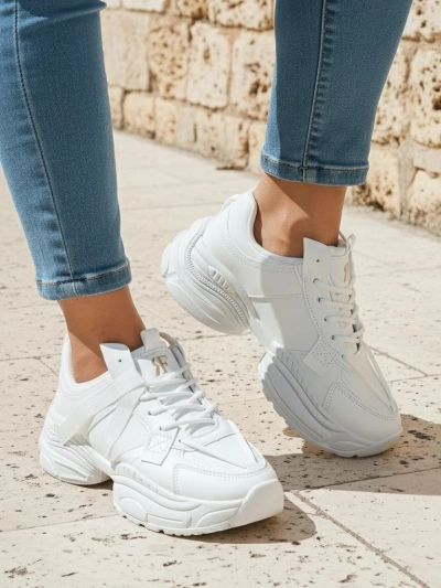 Naiste valged öko-nahast Arete tossud, madal konts, kevadkollektsioon