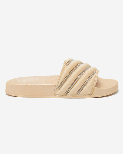 Royalfashion Beige women's flip-flops with zircons Erikis