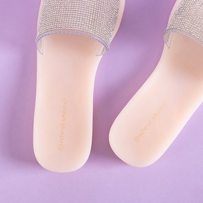 Naiste beežid kummist sussid tsirkooniumoksiidiga Niamh - Jalatsid