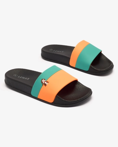 Royalfashion Green-orange women's rubber flip-flops Lierigs