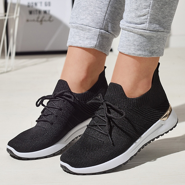Black woven sports shoes for women Ferroni - Footwear