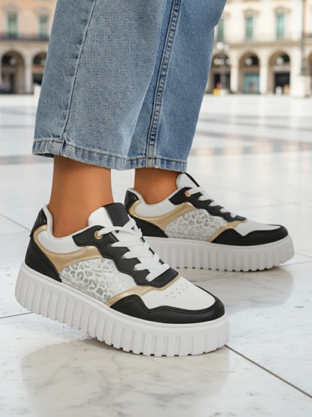 Royalfashion Callista naiste platvormiga tossud, must öko-nahk, suurus 40