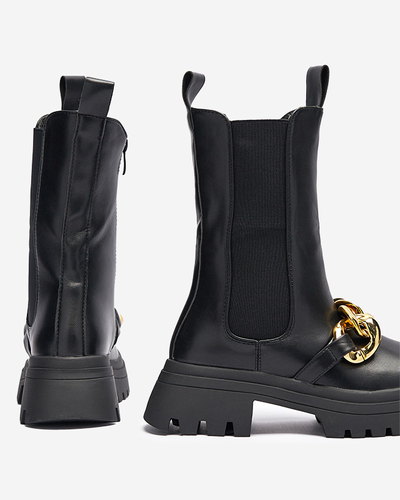 Women's boots with chain in black Evves- Footwear