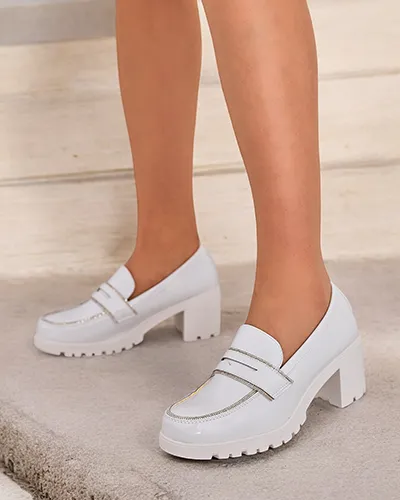 Royalfashion Kvinner sitt patos lær loafers Befies