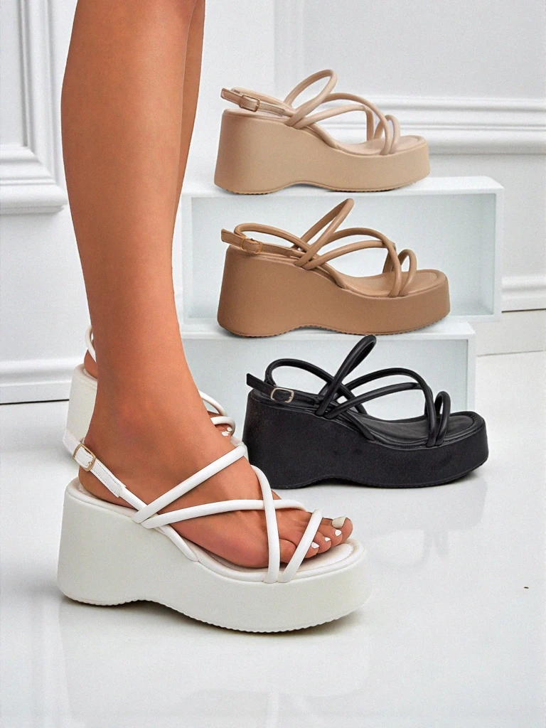 Royalfashion Women's Wedge Sandals Skyline Straps