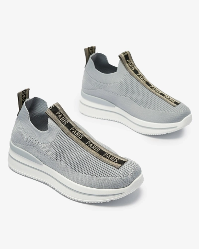 Women's slip-on sports shoes with lettering in gray Cerppa- Footwear