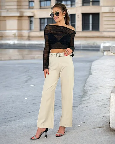 Royalfashion Women's wide fabric pants