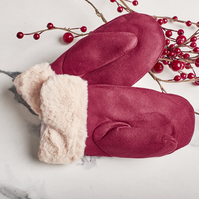Maroon children's gloves on a string and with one finger - Gloves