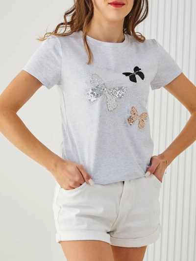 Royalfashion Naiste puuvillane pluus liblikatega