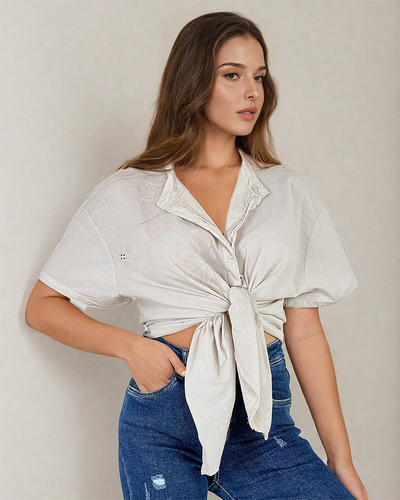 Royalfashion Женская рубашка oversize с вышивкой