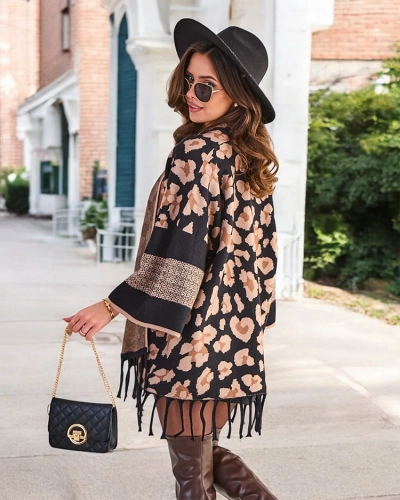 Royalfashion Women's poncho med trykk
