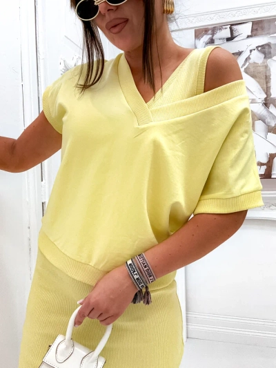Royalfashion Женский комплект с откровенным свитшотом и платьем до колен