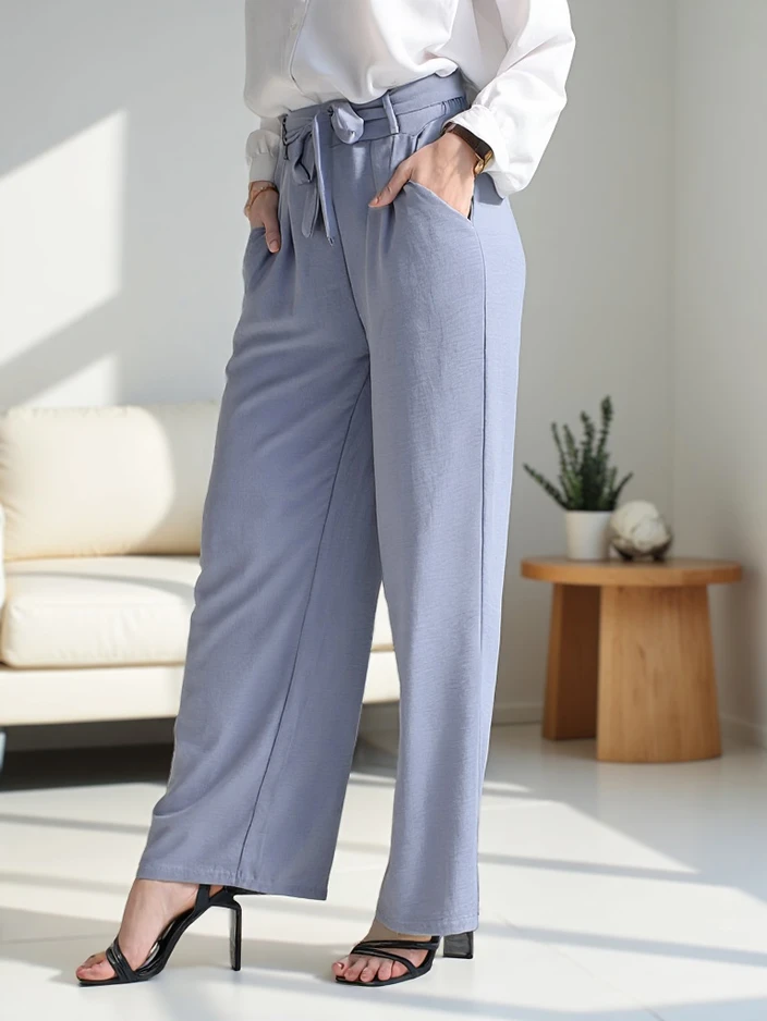 Royalfashion Wide women's trousers with a belt