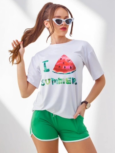 Royalfashion Women's sports set with t-shirt and shorts Watermelon