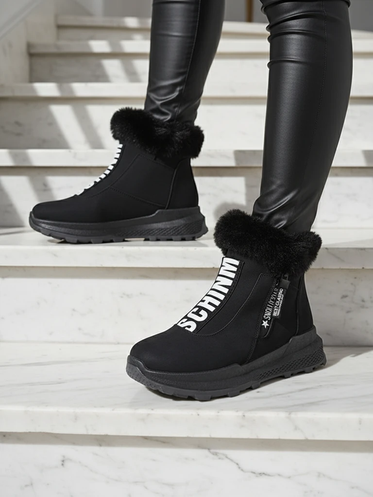 Valentina Mustad Karusnahaga Poolsaapad