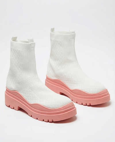 White and pink women's flat-heeled boots Seritis - Footwear