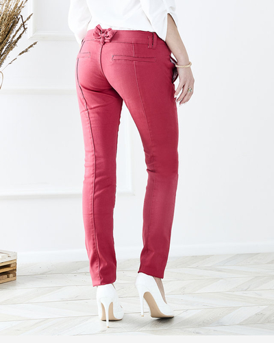 Women's Fuchsia Low Waist Cloth Trousers - Clothing