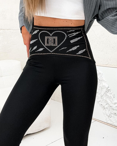 Royalfashion Women's leggings with zircons