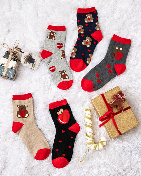 Royalfashion Set of women's long socks in hearts 5/pack