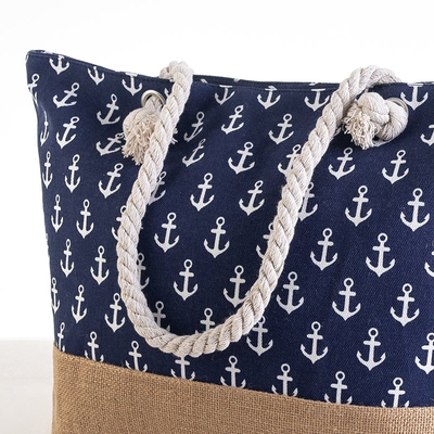 Navy blue beach bag with anchors - Handbags