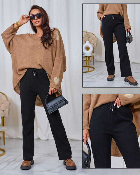 Royalfashion Women's corduroy fabric pants in black