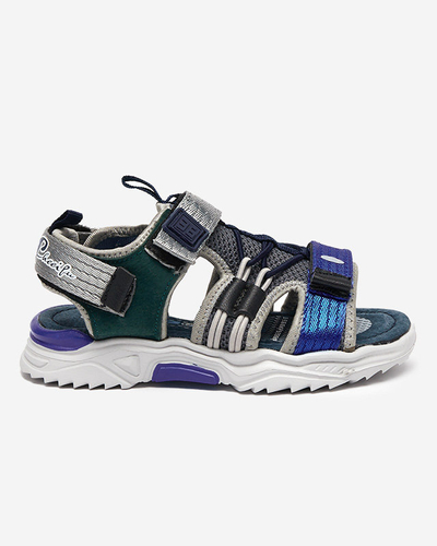 Navy blue and gray children's sandals with Velcro Meteris - Footwear