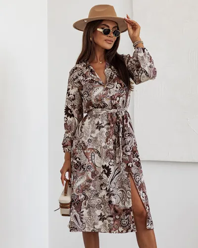 Royalfashion Naiste prinditud midi-kleit