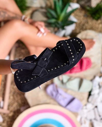 Black women's sandals with rhinestones Franssia - Footwear
