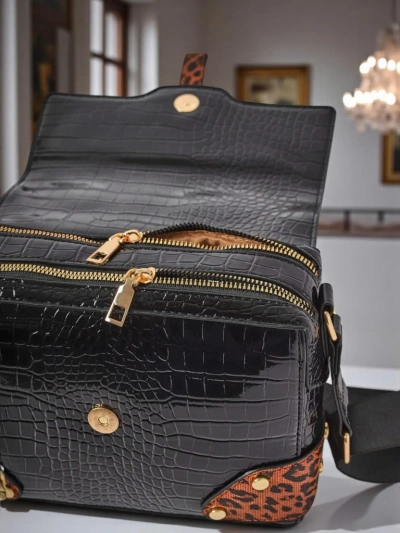 Naiste käekott Callista Nero - ökoloogiline krokodillinahk, must-pruun