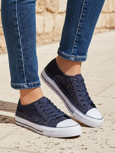 Women's Callista navy blue openwork flat-soled sneakers